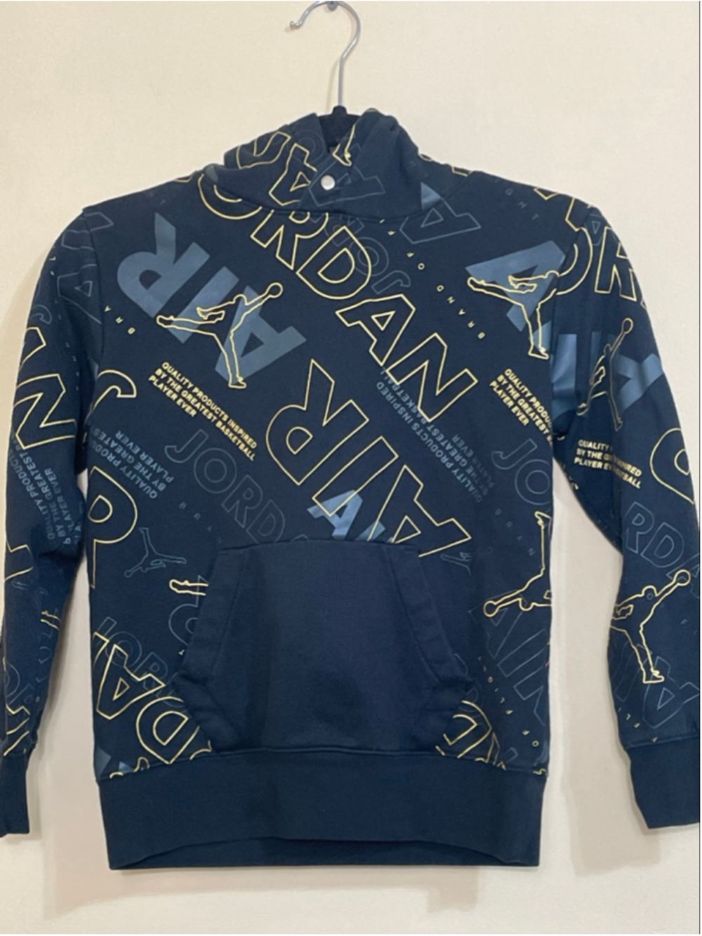 Air Jordan Hoodie Boy's M Black Gold All Over Print